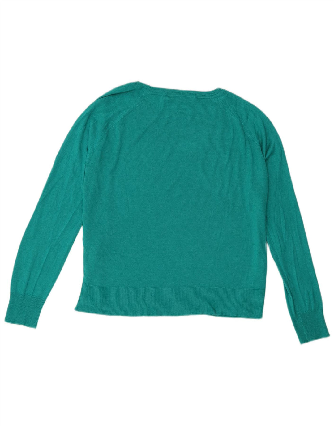 Suéter feminino Zara com gola canoa e viscose turquesa média UK 14