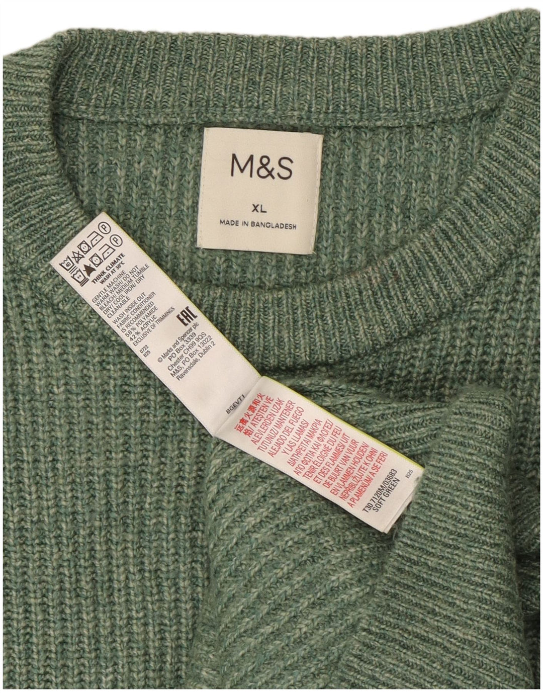 Suéter masculino Marks & Spencer com gola redonda XL poliamida verde