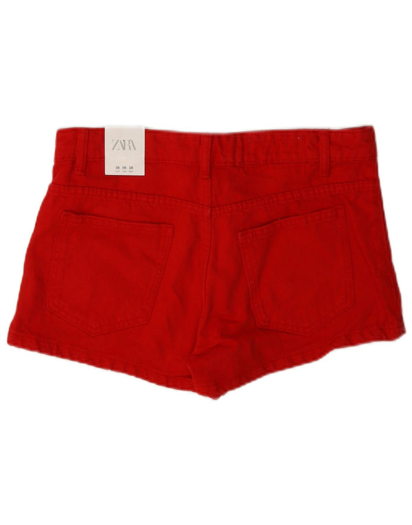 Shorts casual feminino Zara EU 38 pequeno W28 algodão vermelho