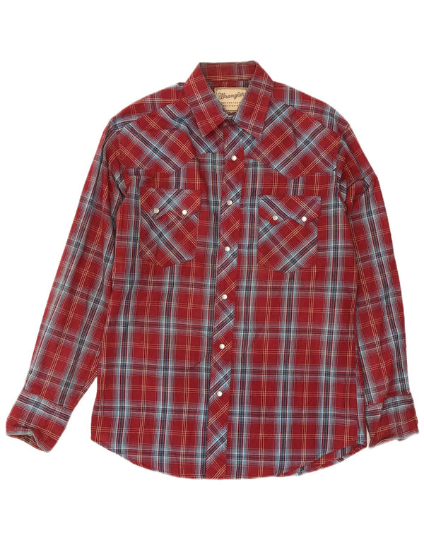 Camisa ocidental Wrangler masculina média xadrez Borgonha
