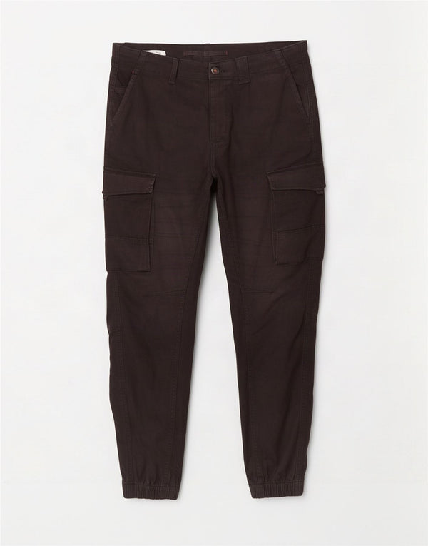 Calça cargo masculina Jack & Jones Paul Tapered Joggers W33 L32 algodão preto