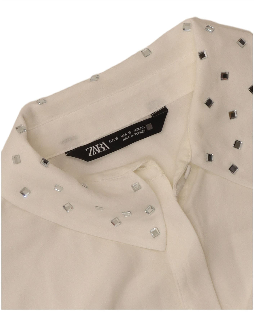 Zara Camisa Feminina Loose Fit UK 10 Pequena Off White Moderna