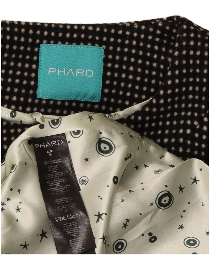 Sobretudo feminino Phard UK 12 poliéster manchado preto médio