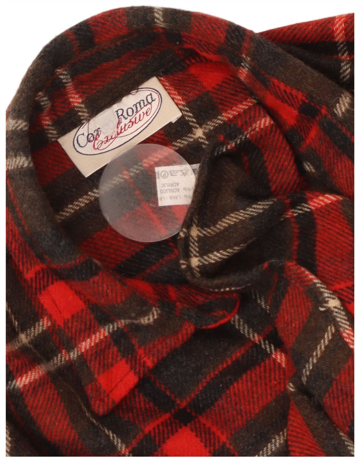 Camisa masculina vintage de flanela grande de lã xadrez vermelha