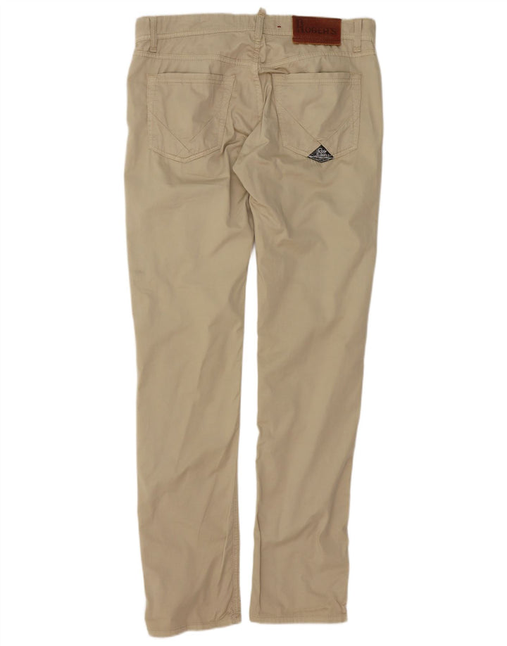 ROY ROGERS Calça casual masculina slim W32 L32 algodão bege