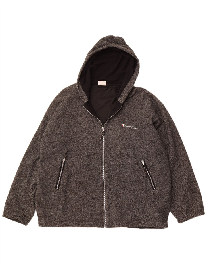 Jaqueta masculina de lã com capuz CHAMPION UK 42 XL poliéster listrado cinza