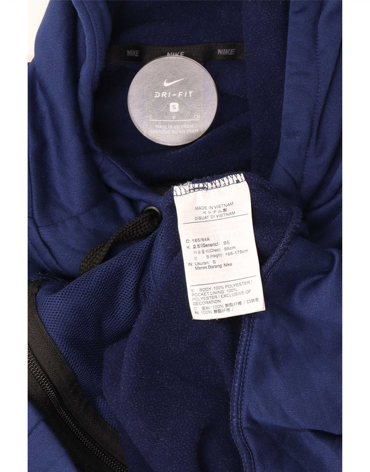 Suéter Nike masculino Dri Fit Zip com capuz pequeno azul marinho poliéster