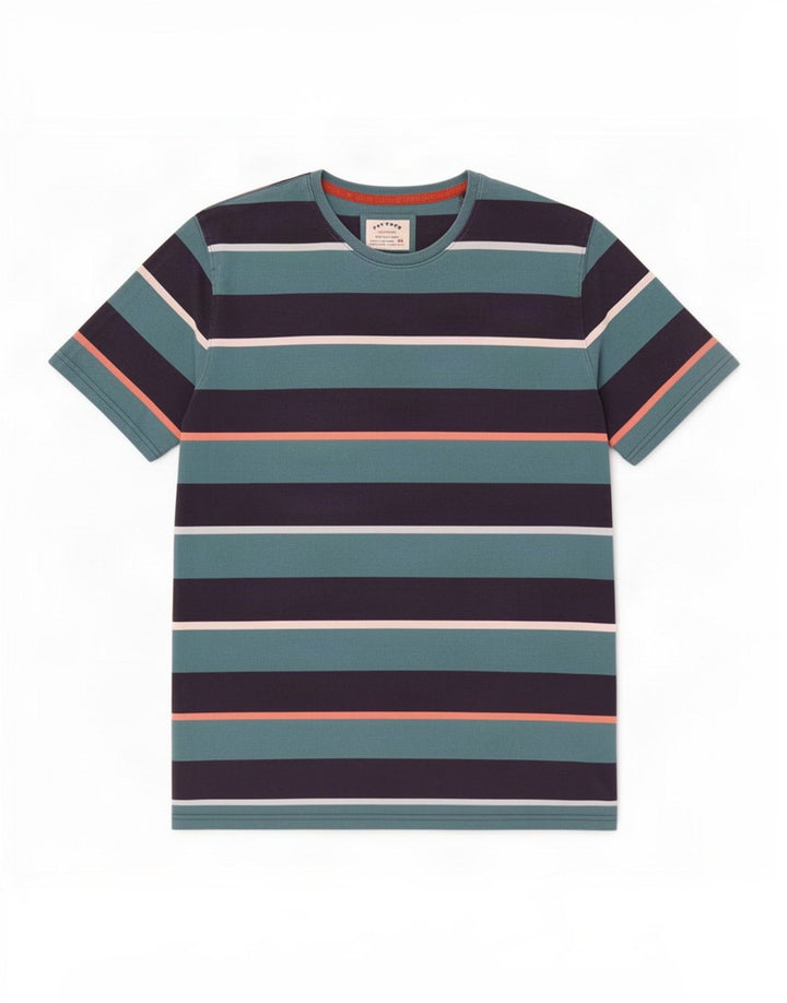 Camiseta masculina Fat Face Top 2XL algodão listrado azul