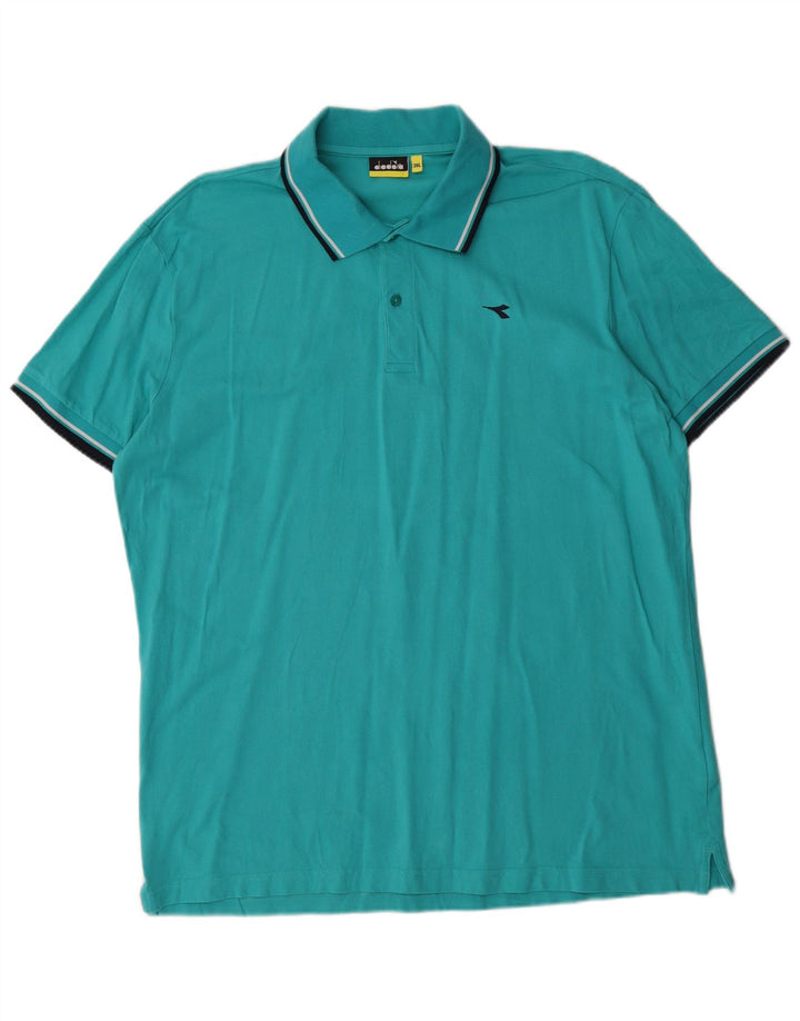 Camisa polo masculina Diadora 3XL algodão turquesa