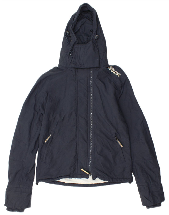 Jaqueta corta-vento gráfica feminina Superdry UK 10 pequena azul marinho