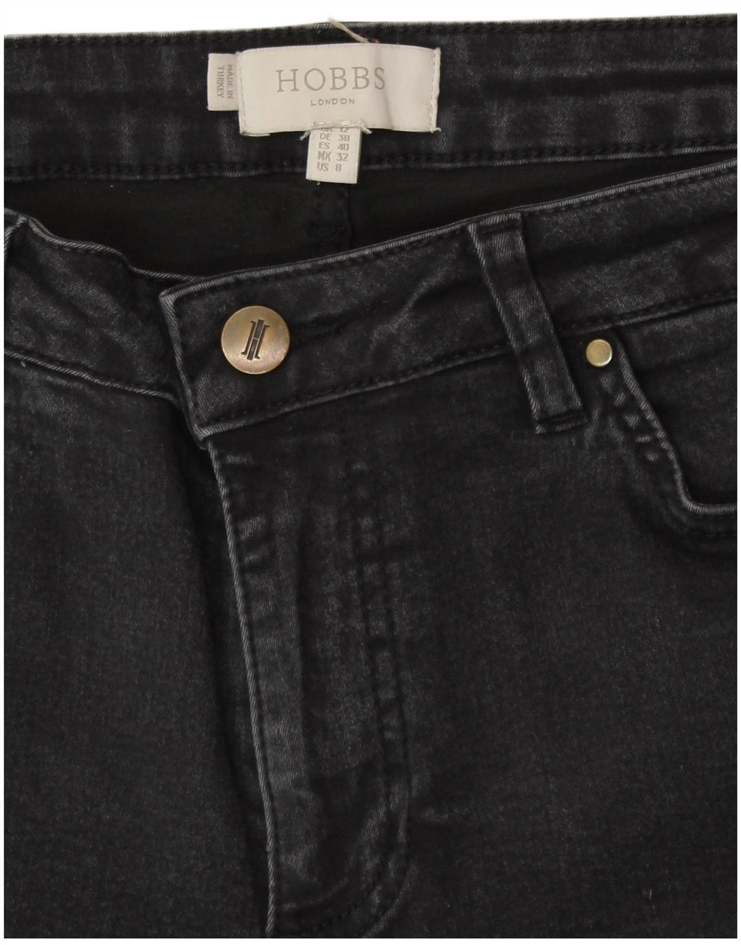 HOBBS Jeans Slim Feminino UK 12 Médio W30 L29 Preto
