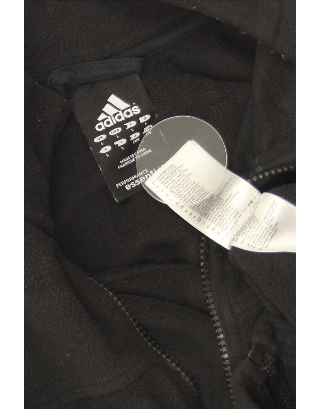 Jaqueta de lã masculina Adidas UK 40 grande poliéster preto