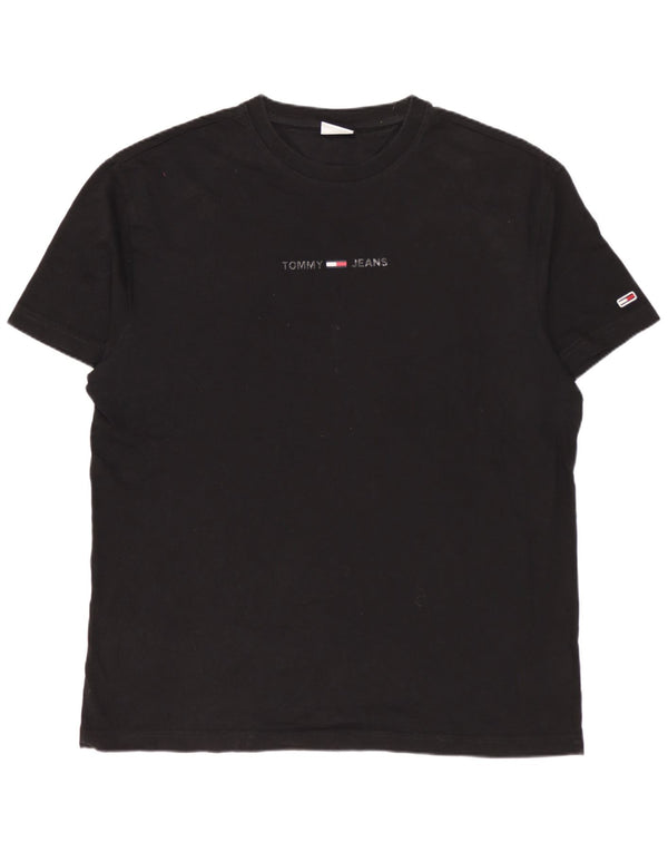Tommy Hilfiger Camiseta masculina grande de algodão preto