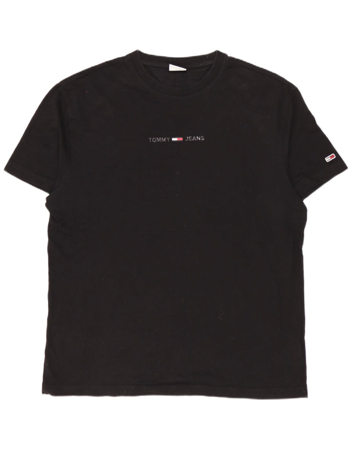Tommy Hilfiger Camiseta masculina grande de algodão preto