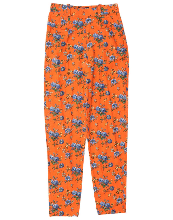 Ball On Womens Tapered Casual Trousers W26 L30 Orange Floral