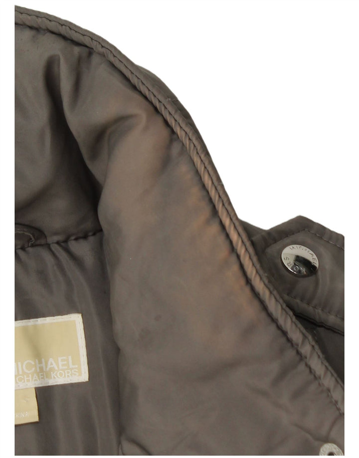 Jaqueta acolchoada militar feminina MICHAEL KORS com capuz UK 14 cinza médio