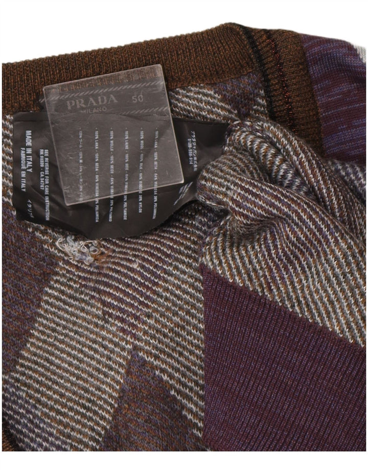 Suéter masculino Prada com decote em V IT 50 Médio Roxo Designer