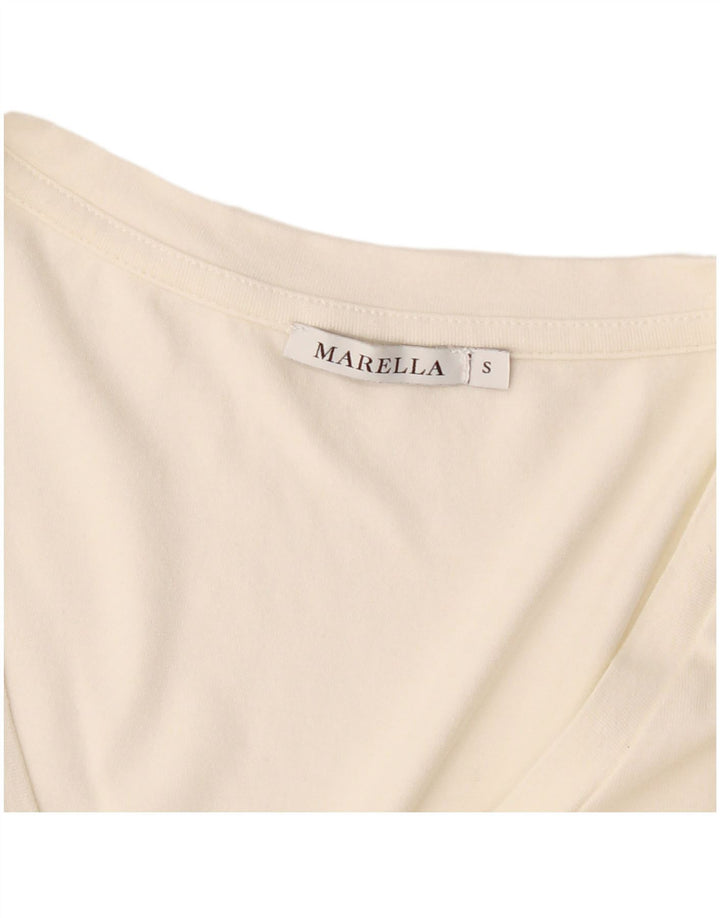 Marella Camiseta Feminina Top UK 10 Pequena Off White