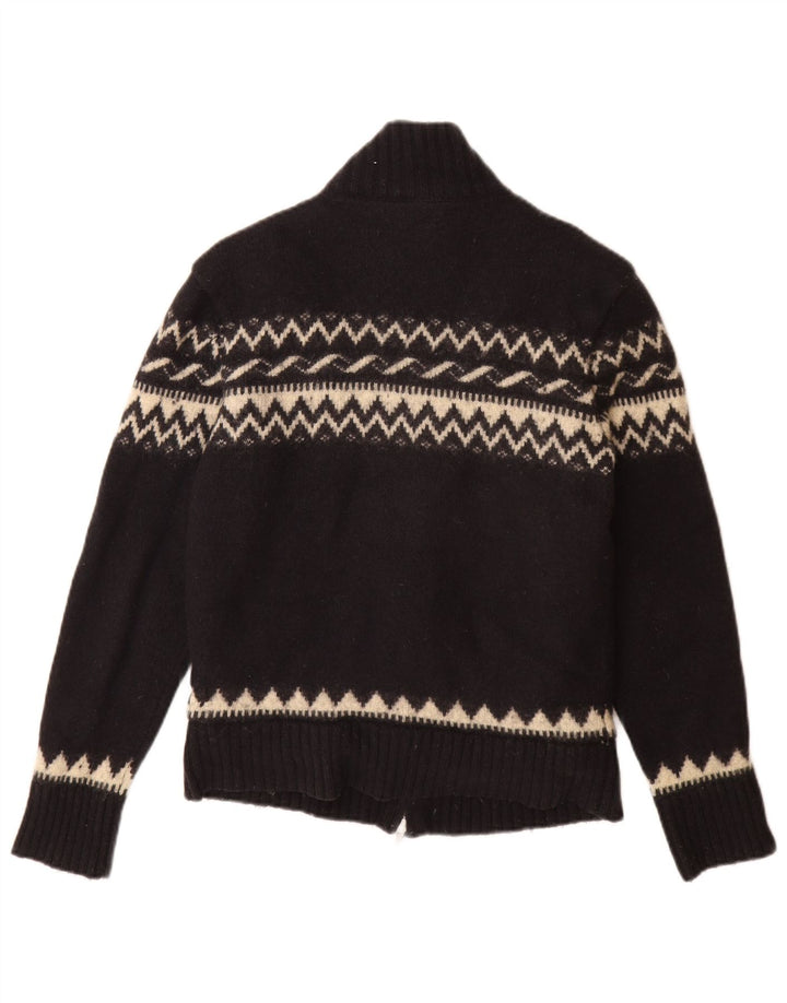 Suéter cardigã feminino Armani Jeans UK 12 médio azul marinho Fair Isle