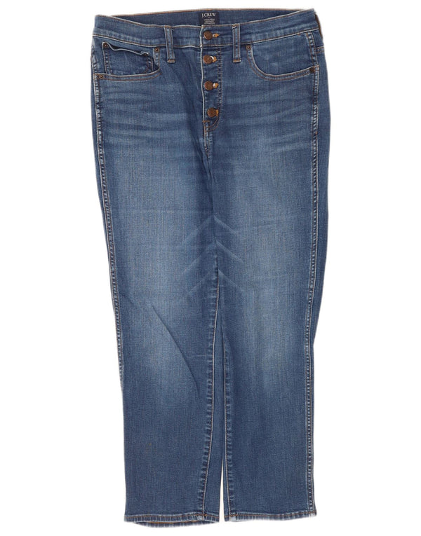 J. Crew Calça jeans reta feminina de cintura alta W30 L25 algodão azul