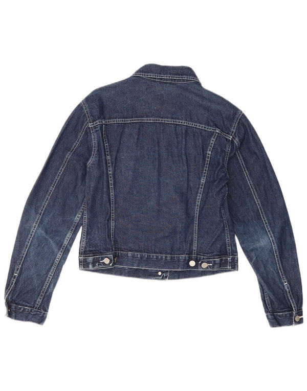 Jaqueta jeans feminina Benetton UK 40 grande algodão azul