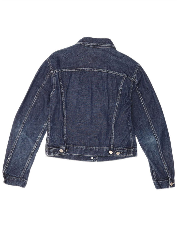 Jaqueta jeans feminina Benetton UK 40 grande algodão azul