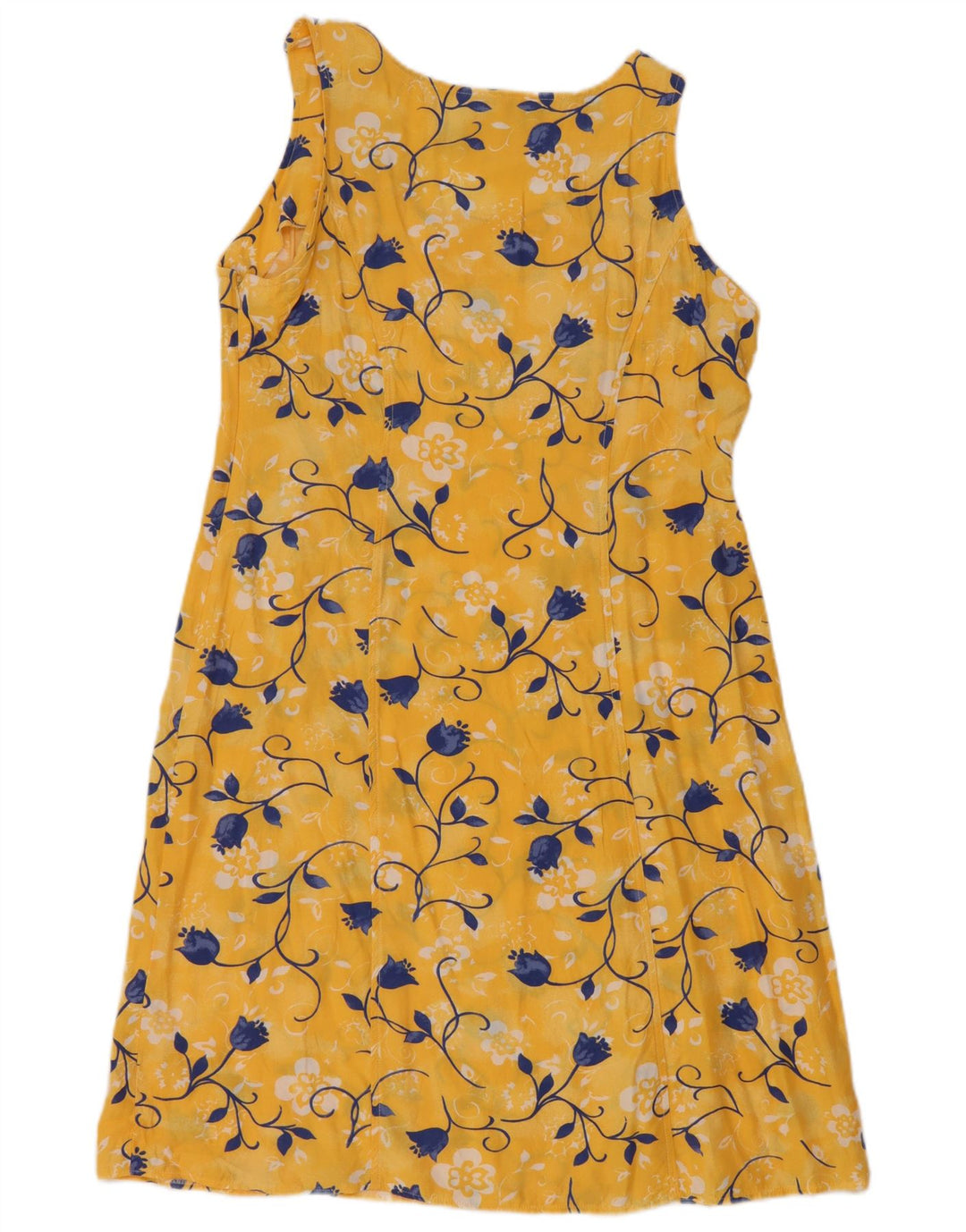 Vestido básico feminino vintage sem mangas UE 40 médio amarelo floral
