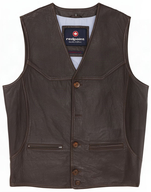 Colete de couro masculino Redpoint IT 52 XL Marrom