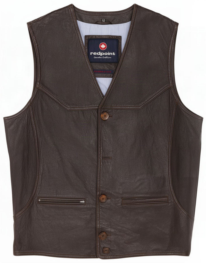 Colete de couro masculino Redpoint IT 52 XL Marrom
