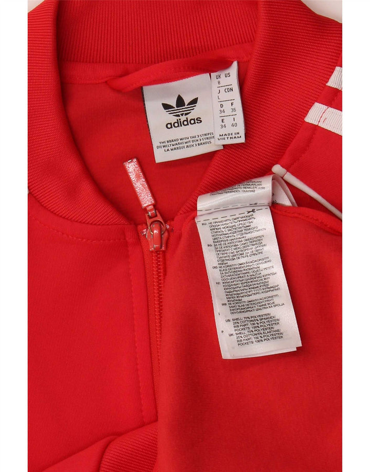 Adidas Womens Tracksuit Top Jacket UK 8 Pequeno Poliéster Vermelho