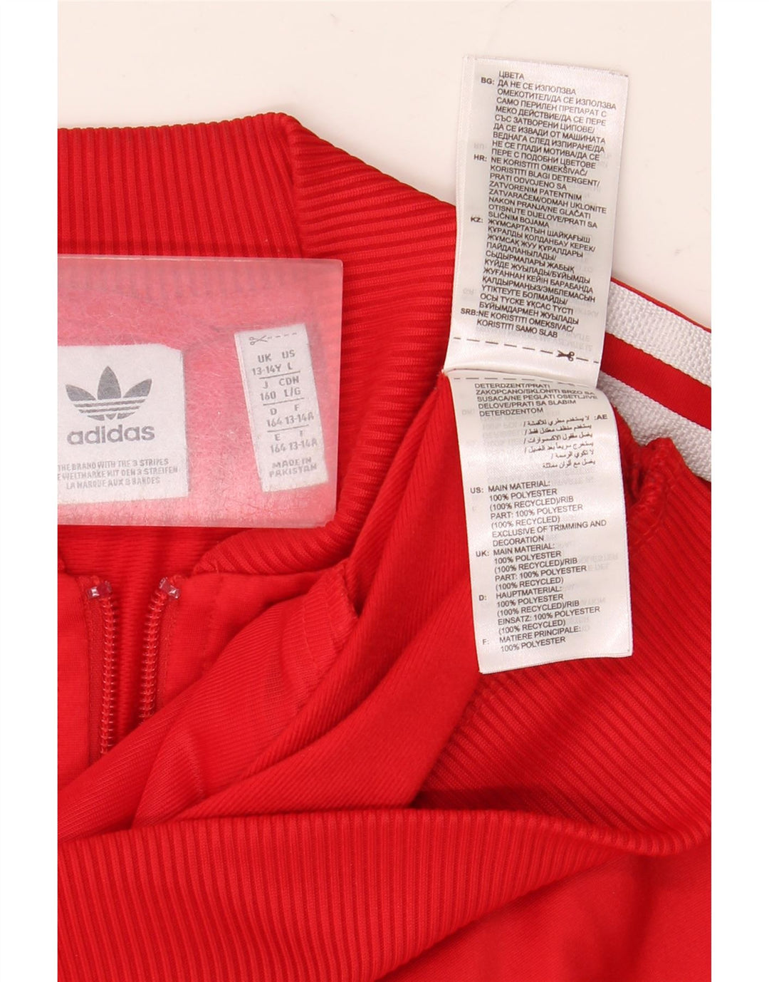 ADIDAS Meninos Tracksuit Top Jacket 13-14 Anos Vermelho Poliéster