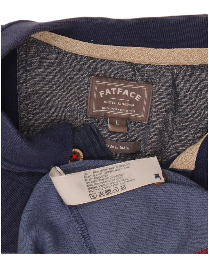 Camisa polo masculina Fat Face grande algodão listrado azul