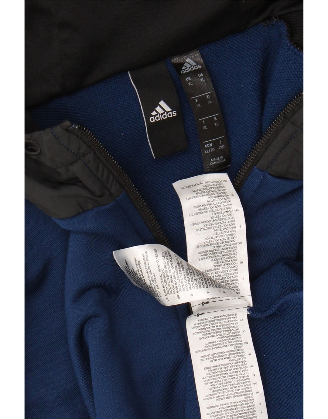 ADIDAS Mens Aeroready Zip Neck Hoodie Jumper XL Navy Blue Colourblock