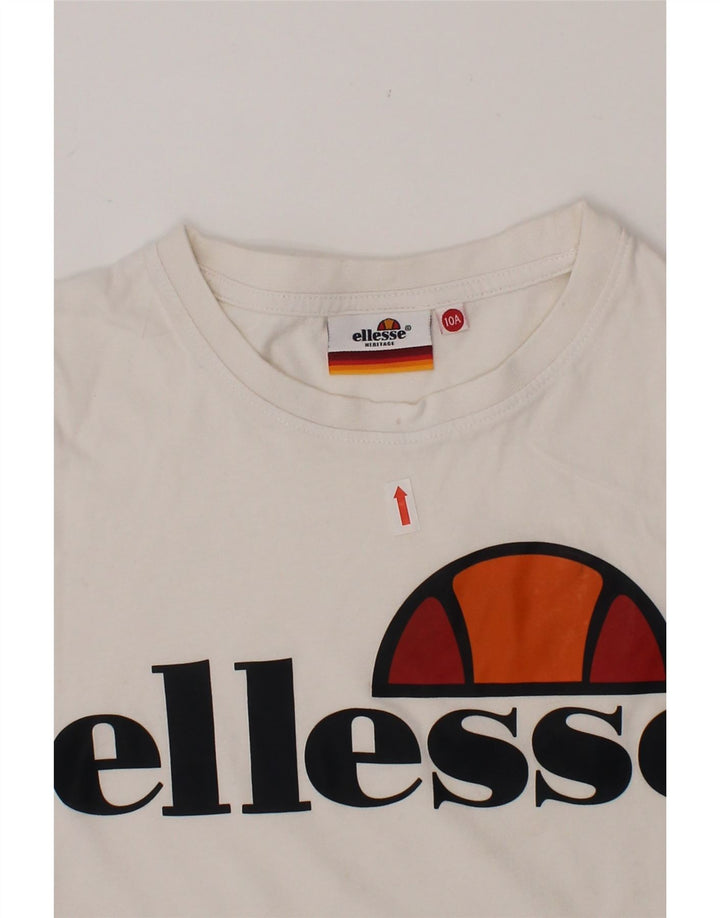 ELLESSE Boys Heritage Graphic T-Shirt Top 9-10 Years White Cotton Vintage Ellesse and Second-Hand Ellesse from Messina Hembry 