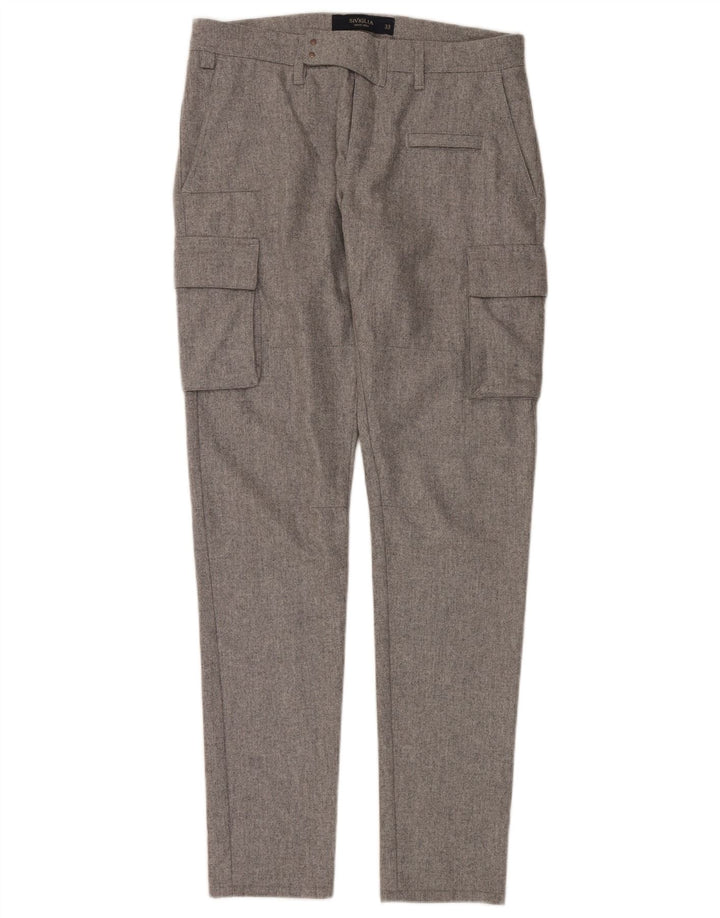 Calça cargo slim masculina SIVIGLIA W33 L36 lã cinza