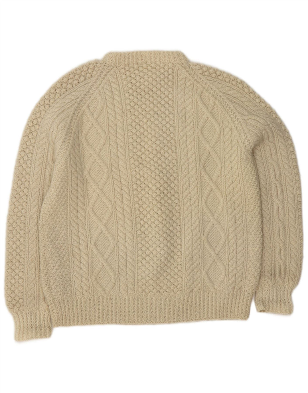 Suéter vintage masculino com gola redonda, médio off white