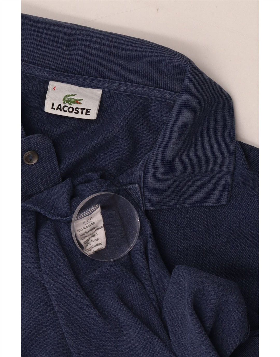 Camisa polo masculina Lacoste tamanho 4 médio algodão azul marinho
