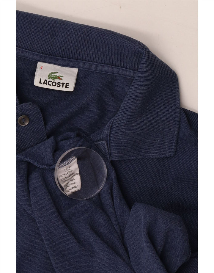 Camisa polo masculina Lacoste tamanho 4 médio algodão azul marinho