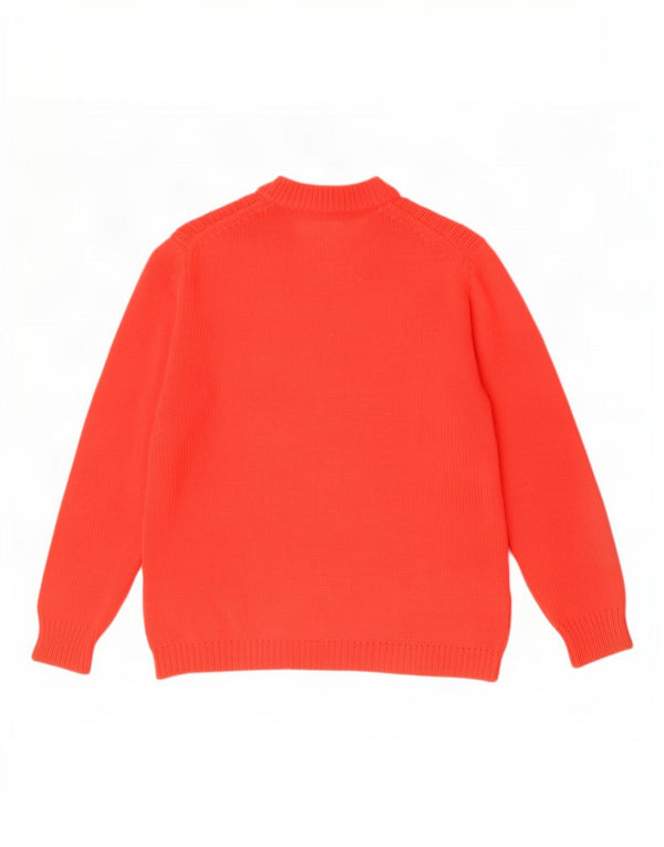 Suéter feminino vintage com gola redonda Reino Unido 16 grande acrílico vermelho