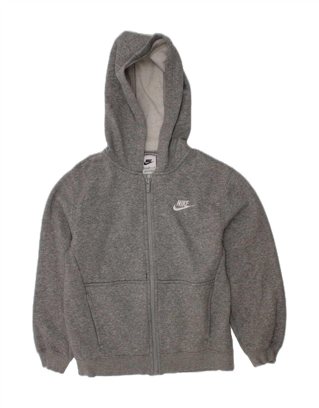 NIKE Girls Zip Hoodie Sweater 10-11 Years Medium  Grey Cotton Vintage Nike and Second-Hand Nike from Messina Hembry 