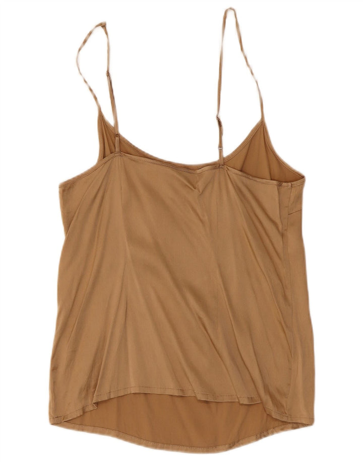 Cami Top Feminino Vintage Reino Unido 8 Seda Marrom Pequena