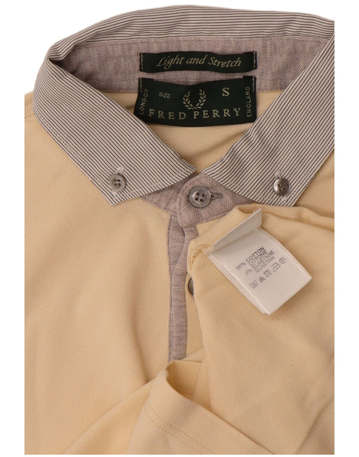 Camisa polo masculina Fred Perry pequena de algodão branco