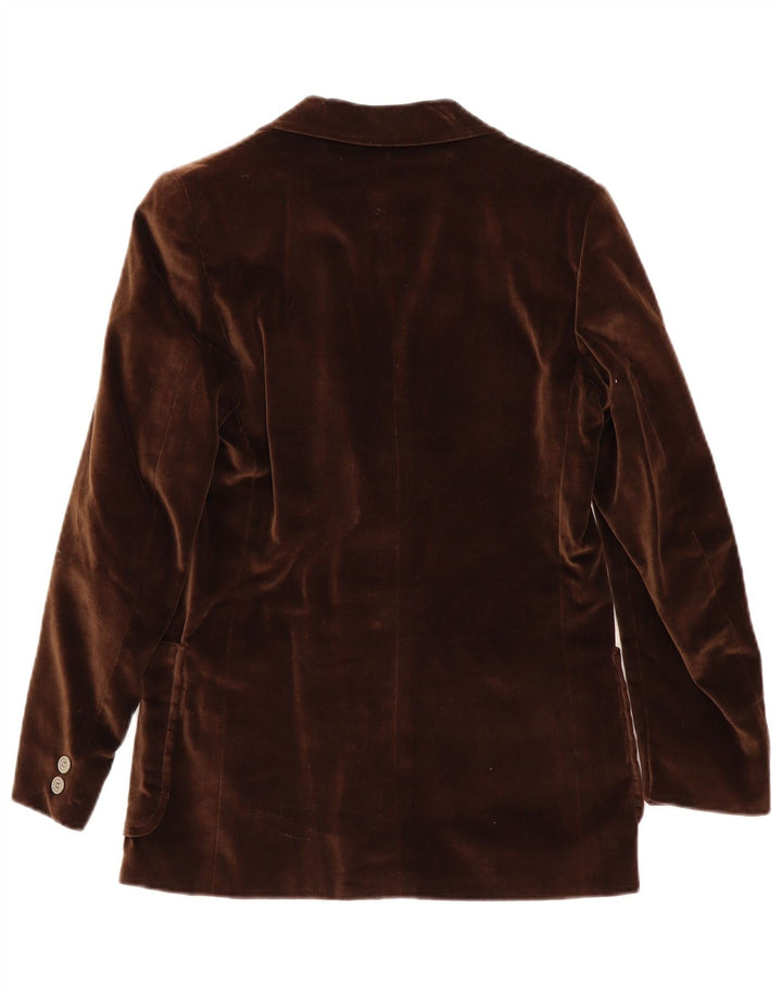 Jaqueta blazer feminina vintage de veludo com 2 botões UK 8 pequena marrom