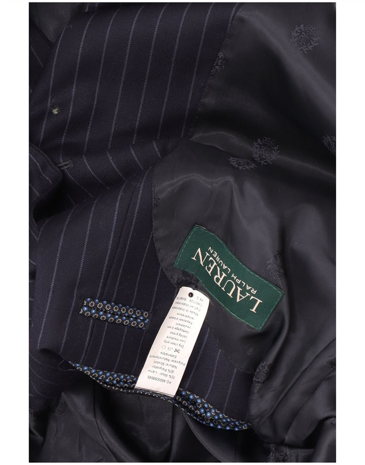 Ralph Lauren Jaqueta blazer masculina de 2 botões Reino Unido 44 XL azul marinho listrado lã