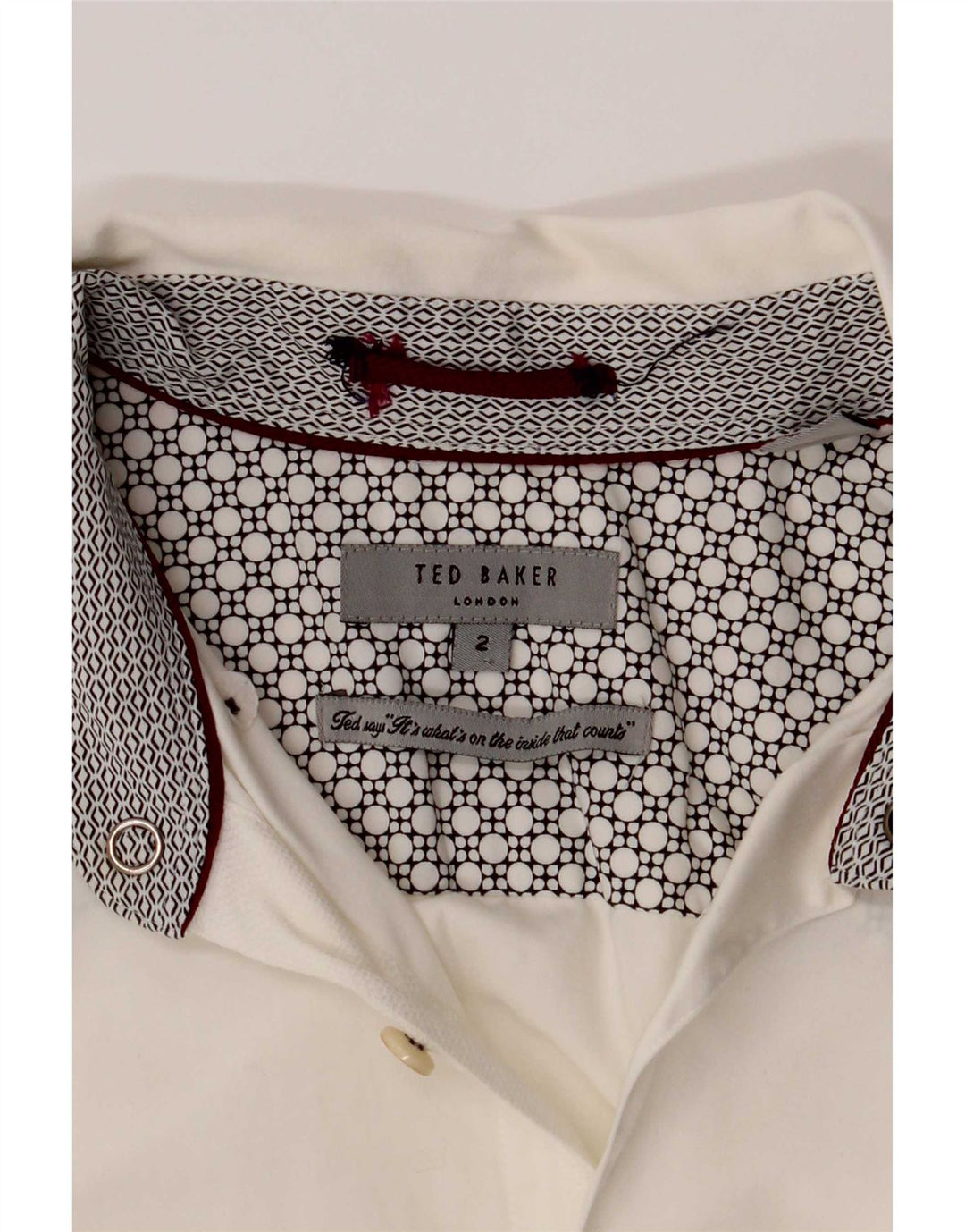 Camisa masculina Ted Baker tamanho 2 pequeno algodão branco