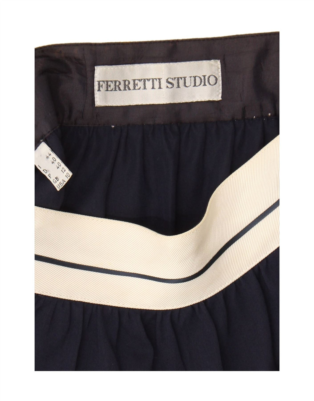 Saia reta feminina Ferretti Studio UK 12 médio W26 azul marinho rayon