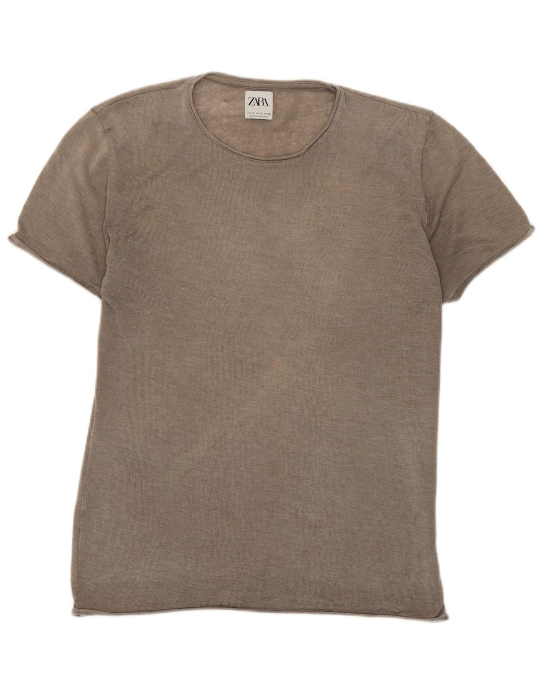 Zara Camiseta Feminina Top UK 10 Pequena Marrom