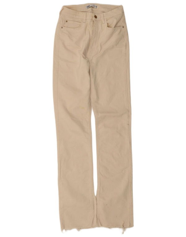Calça jeans reta feminina Zara EU 38 pequena W28 L33 algodão branco