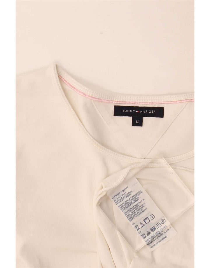 Top feminino Tommy Hilfiger manga comprida UK 12 algodão branco médio