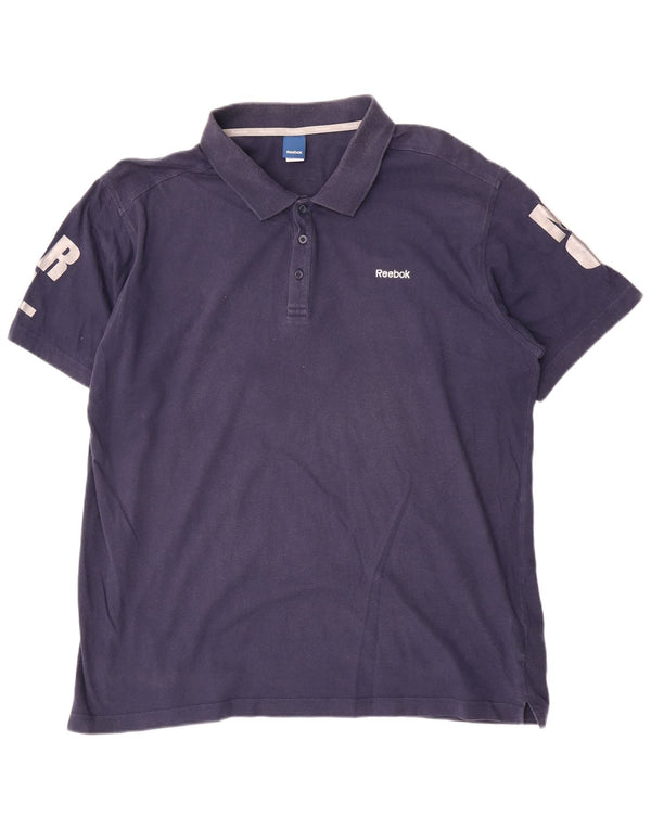 Camisa pólo gráfica masculina Reebok UK 58/60 2XL algodão azul marinho